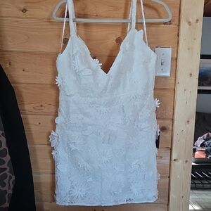 Lulu's White Floral Lace Dress